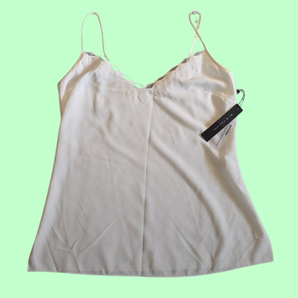 NWT Elie Tahari Pearl White Lace Trim Tank XS